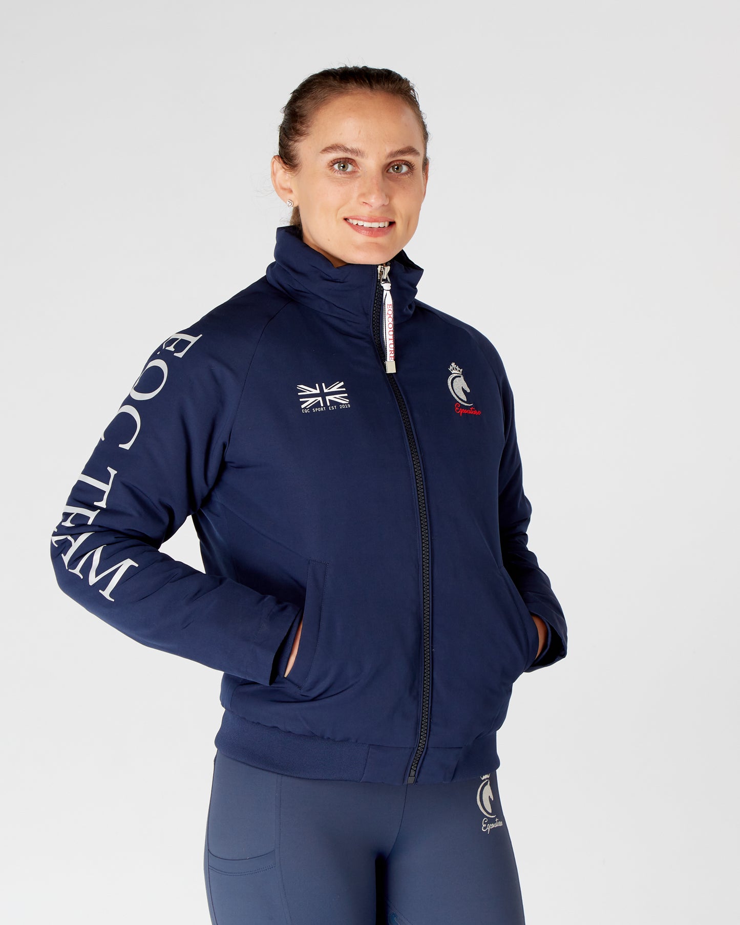 Team Equestrian Horse Riding Jacket Fleece Lined - Navy