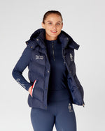 Load image into Gallery viewer, Navy Gilet Body Warmer Sleeveless Jacket Equestrian - Detachable Hood
