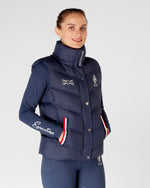 Load image into Gallery viewer, Navy Gilet Body Warmer Sleeveless Jacket Equestrian - Detachable Hood
