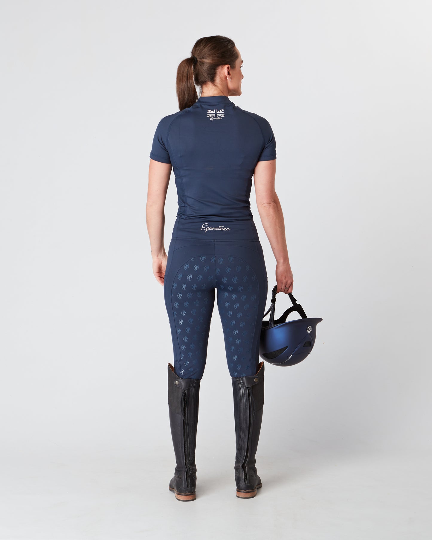 Equestrian navy short sleeve riding top / base layer / sports riding top- Eqcouture. 