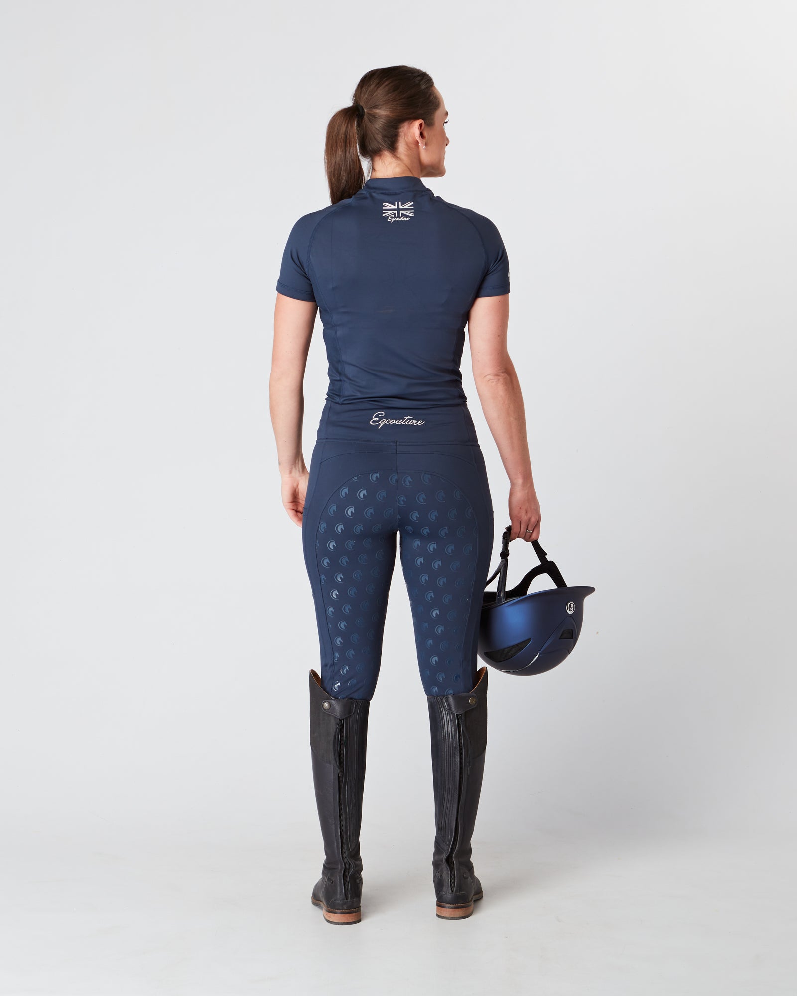 Equestrian navy short sleeve riding top / base layer / sports riding top- Eqcouture. 