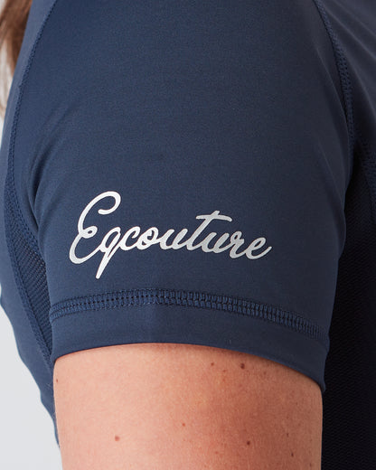 Equestrian navy short sleeve riding top / base layer / sports riding top- Eqcouture. 