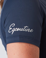 Load image into Gallery viewer, Equestrian navy short sleeve riding top / base layer / sports riding top- Eqcouture. 
