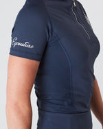 Load image into Gallery viewer, Equestrian navy short sleeve riding top / base layer / sports riding top- Eqcouture. 
