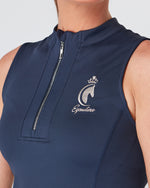Load image into Gallery viewer, Equestrian navy sleeveless riding top / base layer / sports riding top- Eqcouture. 
