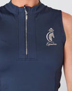 Load image into Gallery viewer, Equestrian navy sleeveless riding top / base layer / sports riding top- Eqcouture. 
