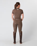 Load image into Gallery viewer, Equestrian brown short sleeve riding top / base layer / sports riding top- Eqcouture.
