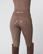Load image into Gallery viewer, Horse Riding Leggings tights with phone pockets &amp; full seat grip - brown  - Eqcouture
