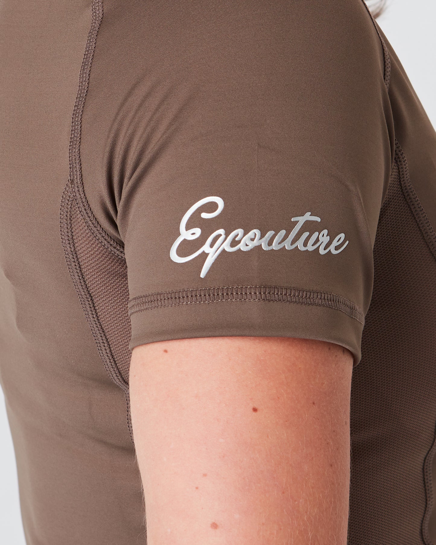 Equestrian brown short sleeve riding top / base layer / sports riding top- Eqcouture..