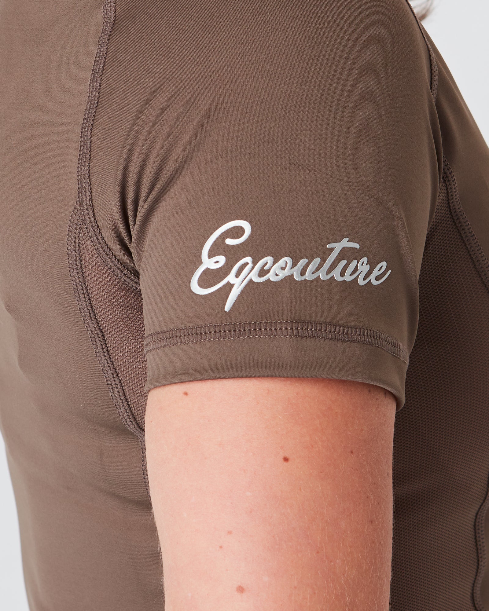 Equestrian brown short sleeve riding top / base layer / sports riding top- Eqcouture..