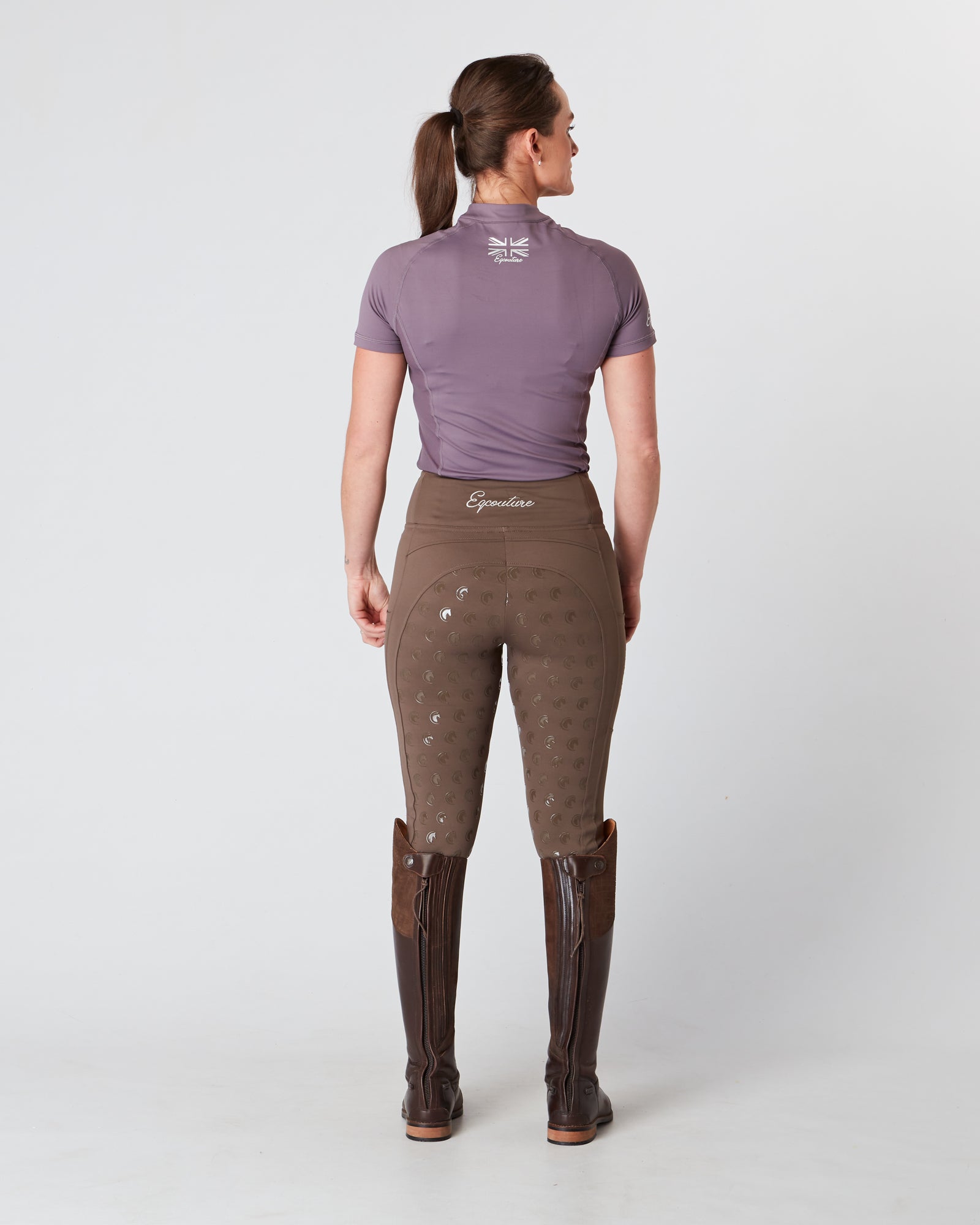 Equestrian mauve short sleeve riding top / base layer / sports riding top- Eqcouture.