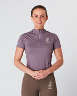 Load image into Gallery viewer, Equestrian mauve short sleeve riding top / base layer / sports riding top- Eqcouture..

