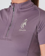Load image into Gallery viewer, Equestrian mauve short sleeve riding top / base layer / sports riding top- Eqcouture.
