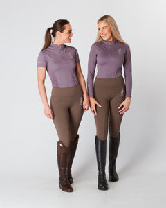 Equestrian mauve short sleeve riding top / base layer / sports riding top- Eqcouture..