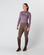 Load image into Gallery viewer, Equestrian long sleeve mauve riding top/base layer/ sports horse riding top- Eqcouture.
