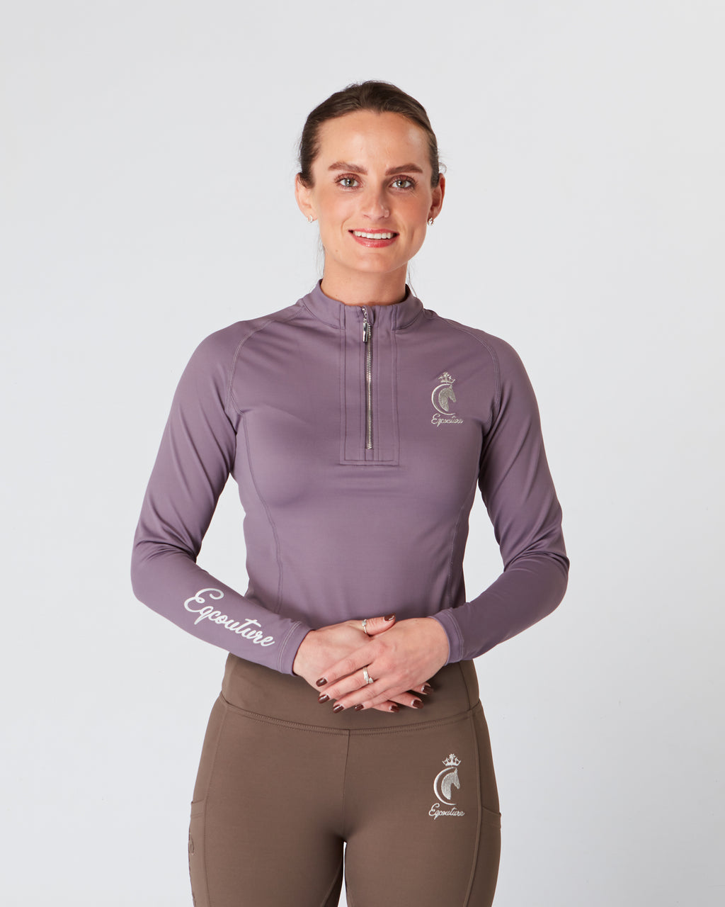 Equestrian mauve long sleeve riding top / sports horse riding top- Eqcouture 