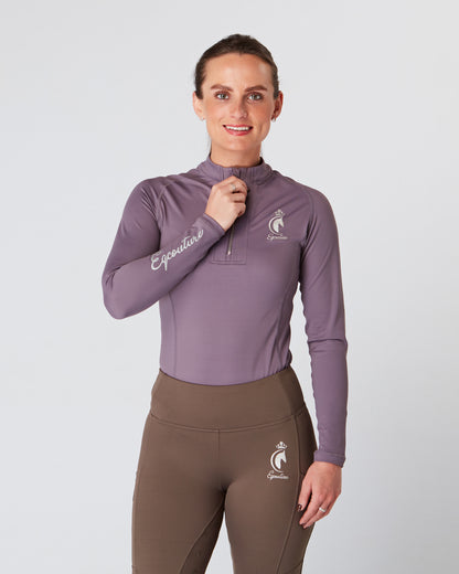 Equestrian mauve long sleeve riding top / base layer / sports riding top- Eqcouture.