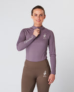 Load image into Gallery viewer, Equestrian mauve long sleeve riding top / base layer / sports riding top- Eqcouture.
