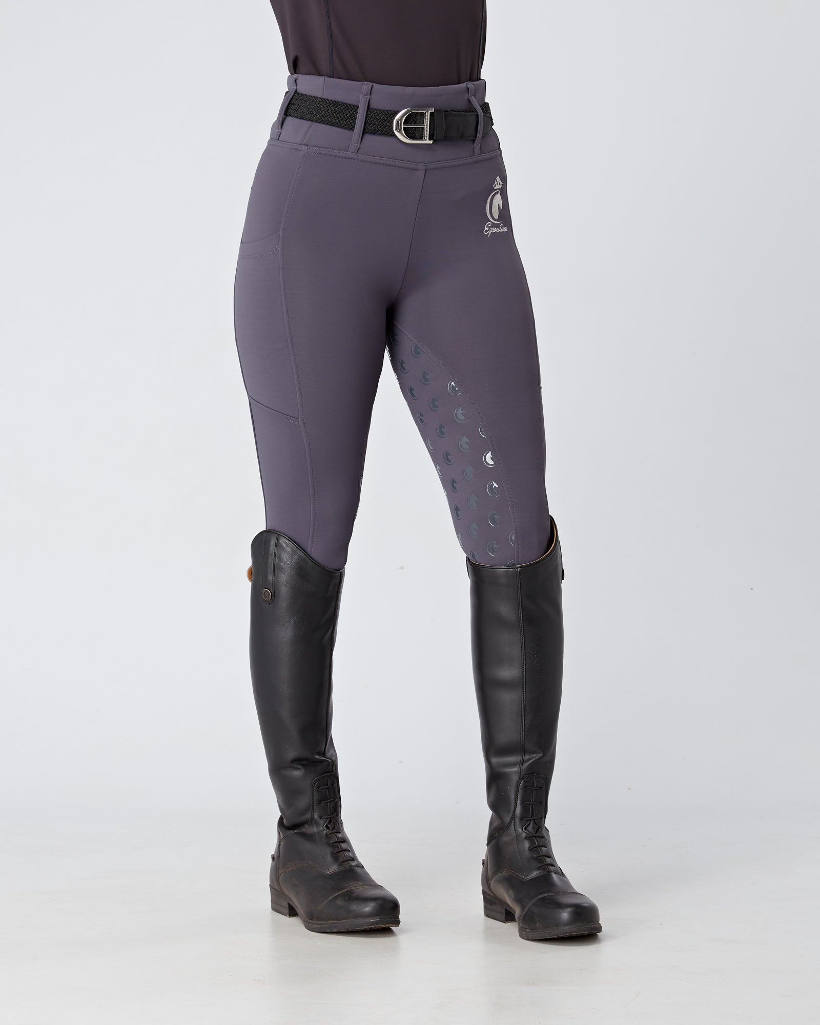 WINTER Thermal Slate Grey Riding Leggings / Tights with Pockets - WATER RESISTANT
