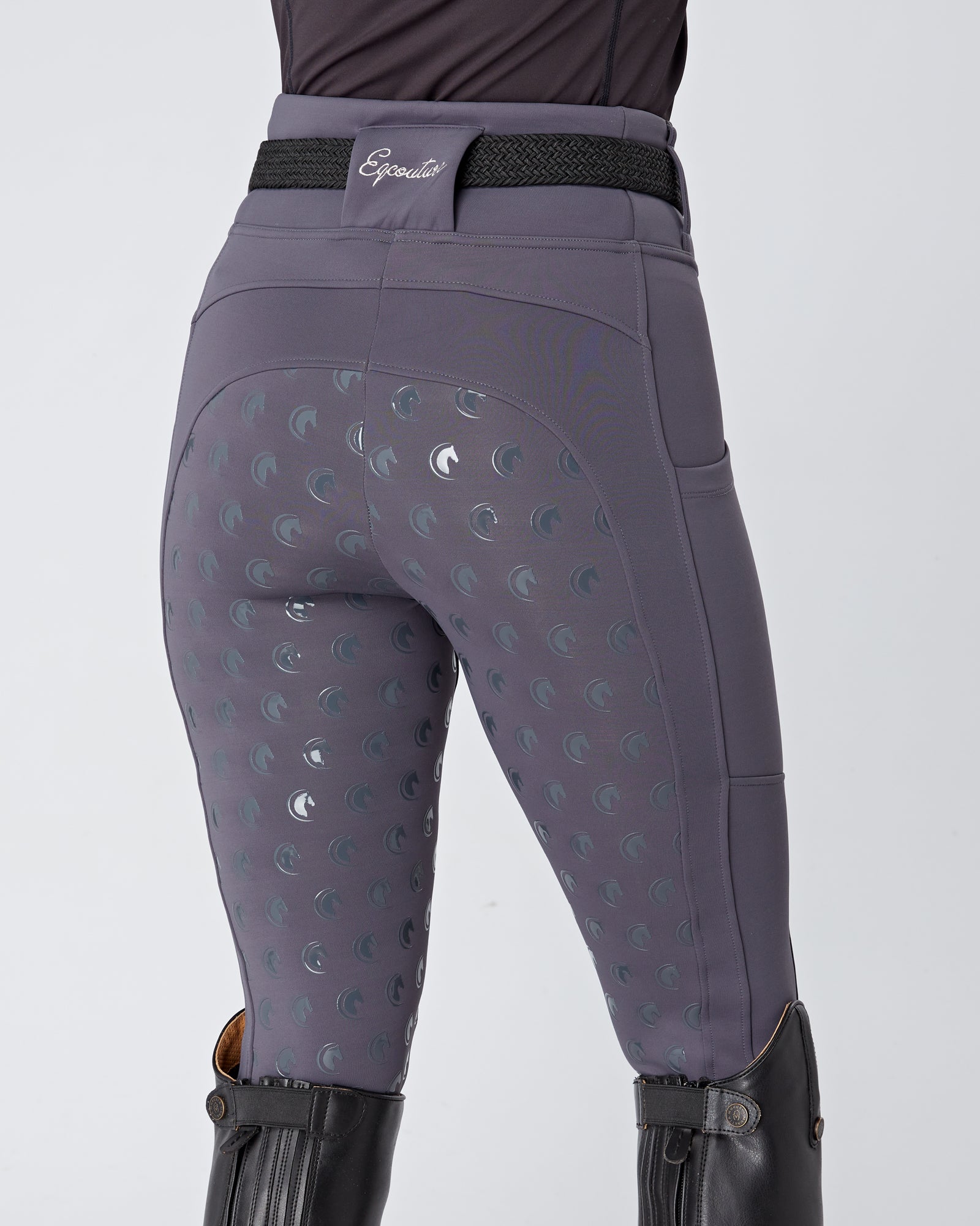 WINTER Thermal Slate Grey Riding Leggings / Tights with Pockets - WATER RESISTANT