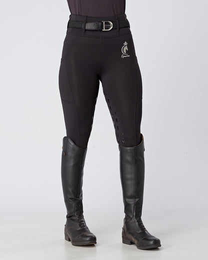 ALL-SEASON Black Riding Leggings / Tights with Phone Pockets - WATER RESISTANT