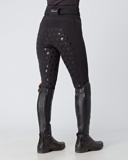 ALL-SEASON Black Riding Leggings / Tights with Phone Pockets - WATER RESISTANT