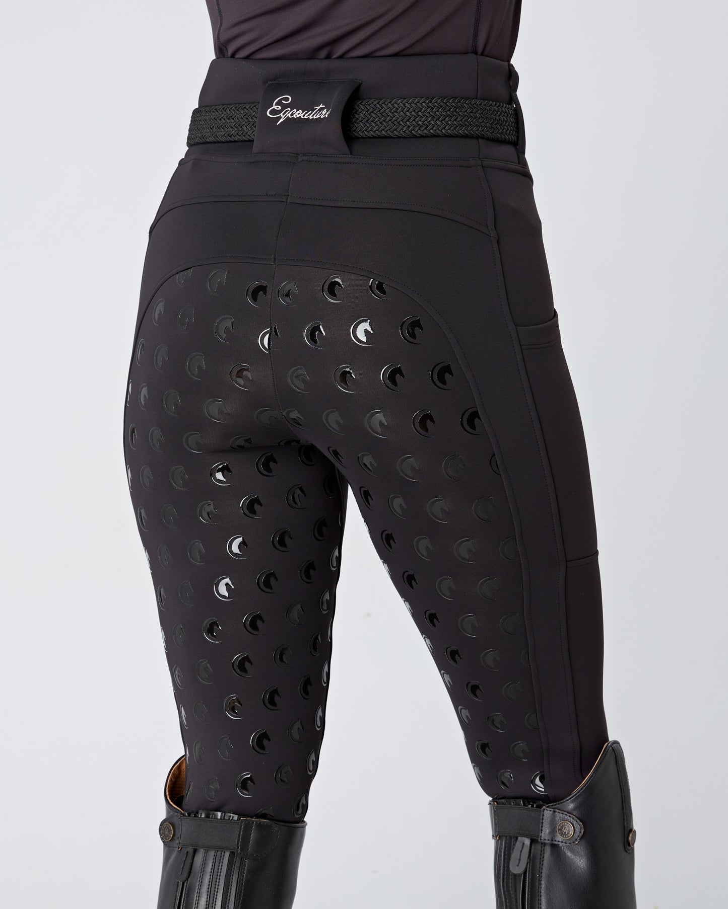 ALL-SEASON Black Riding Leggings / Tights with Phone Pockets - WATER RESISTANT