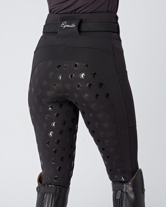 ALL-SEASON Black Riding Leggings / Tights with Phone Pockets - WATER RESISTANT
