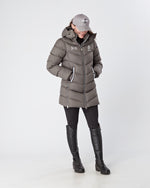 Load image into Gallery viewer, Exclusive Long Grey Puffer Coat / Jacket - Detachable Hood
