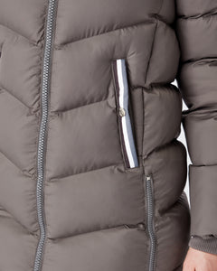 Exclusive Long Grey Puffer Coat / Jacket - Detachable Hood