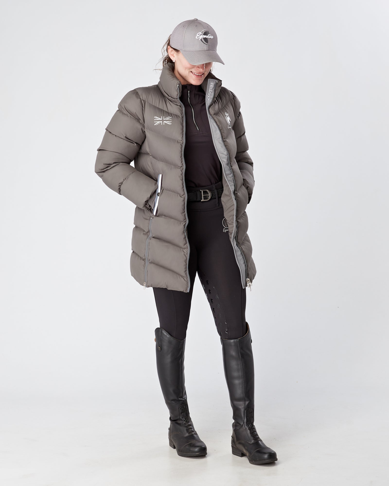 Exclusive Long Grey Puffer Coat / Jacket - Detachable Hood