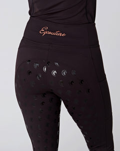 Rose Gold & Black Riding Leggings / Tights with Phone Pockets - BLACK/ROSE GOLD
