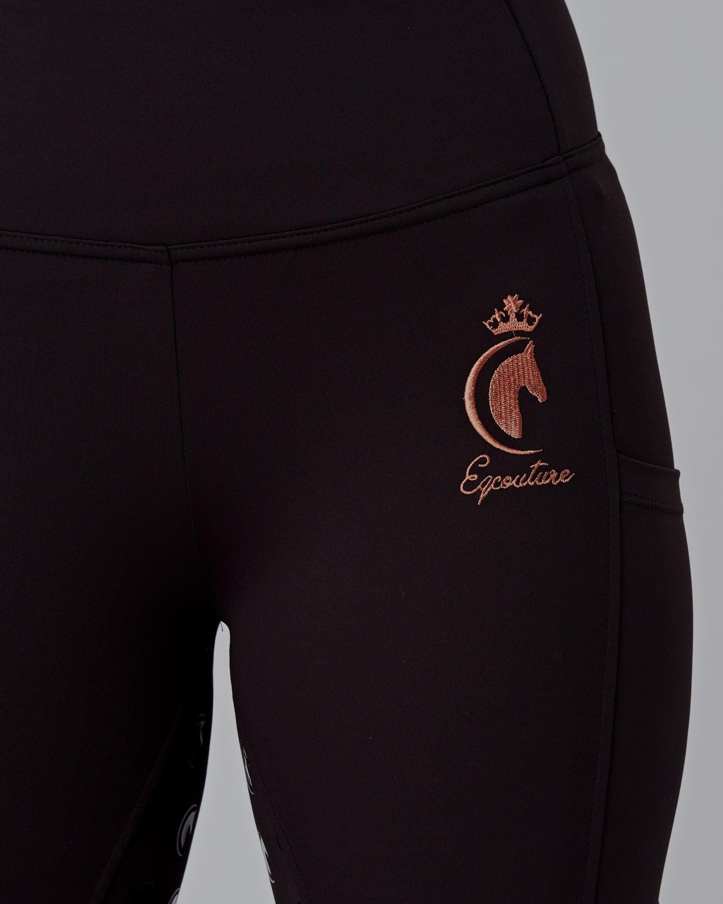 ORIGINALS Rose Gold & Black Riding Leggings / Tights with Phone Pockets - BLACK/ROSE GOLD
