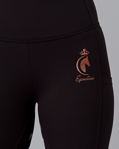ORIGINALS Rose Gold & Black Riding Leggings / Tights with Phone Pockets - BLACK/ROSE GOLD