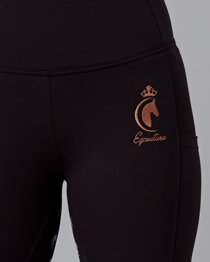 ALL-SEASON Rose Gold & Black Riding Leggings / Tights with Phone Pockets - WATER RESISTANT