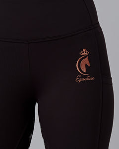 Rose Gold & Black Riding Leggings / Tights with Phone Pockets - BLACK/ROSE GOLD