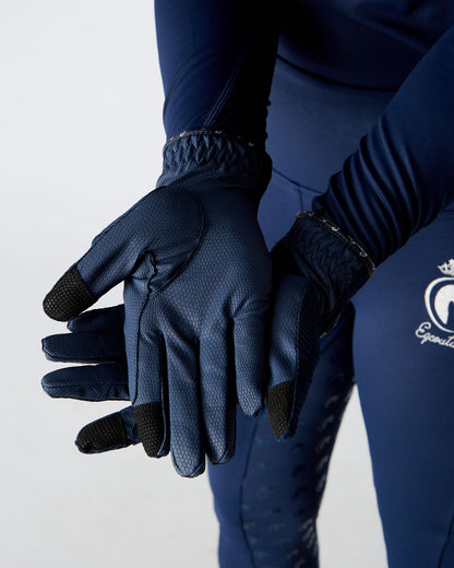 EQUESTRIAN HORSE RIDING GRIP GLOVES SLIM FIT - NAVY