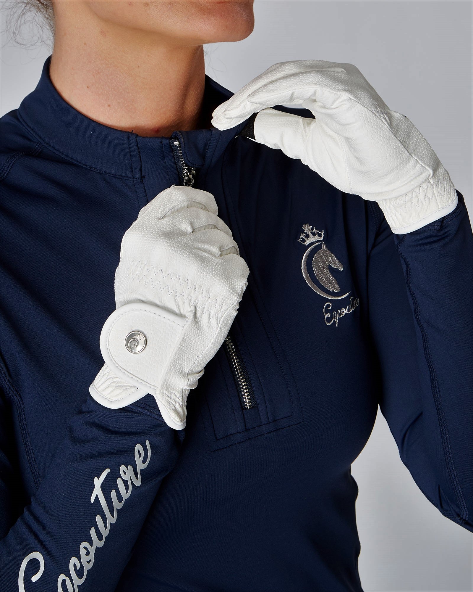 EQUESTRIAN HORSE RIDING GRIP GLOVES SLIM FIT COMPETITION WHITE