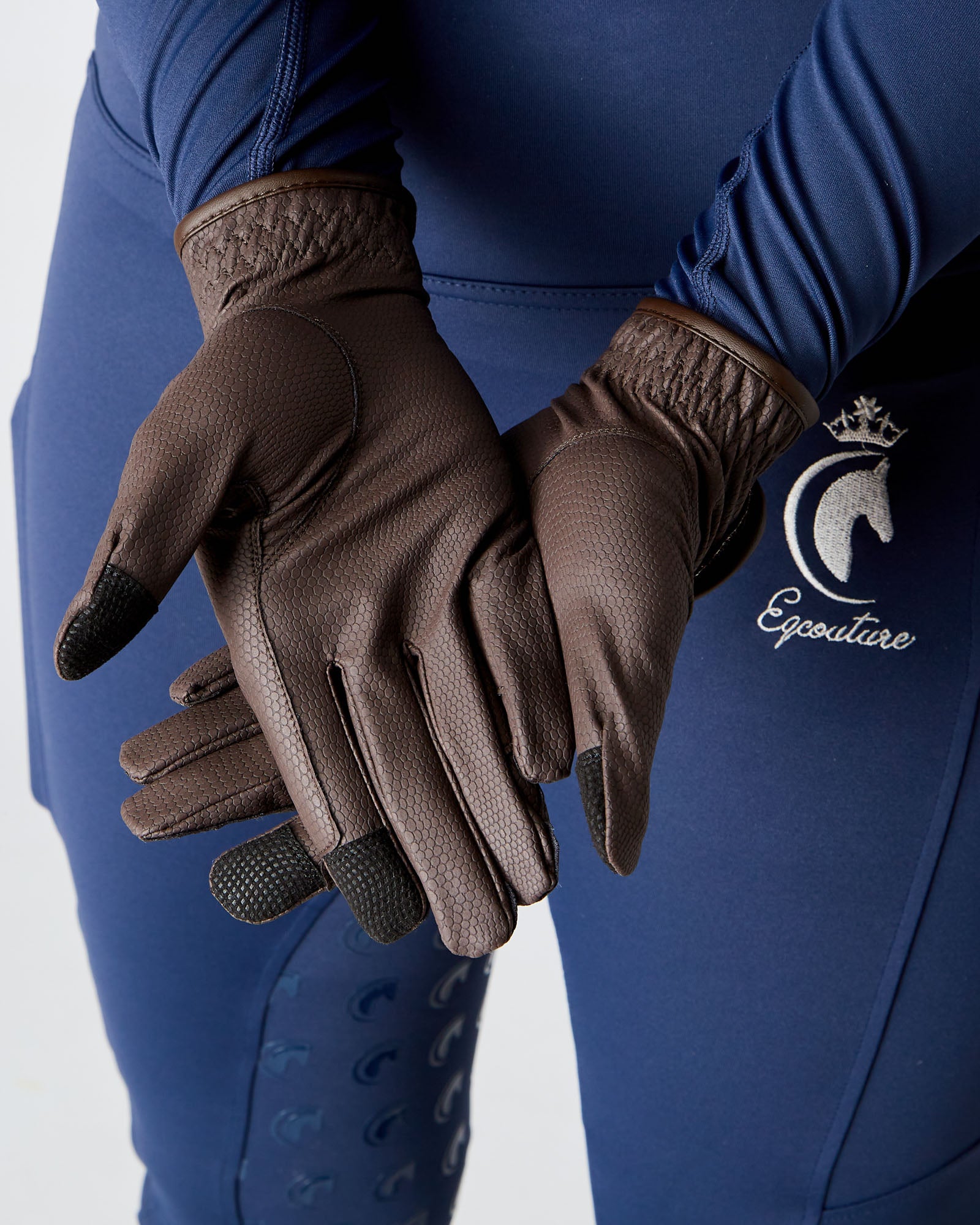 EQUESTRIAN HORSE RIDING GRIP GLOVES SLIM FIT - BROWN