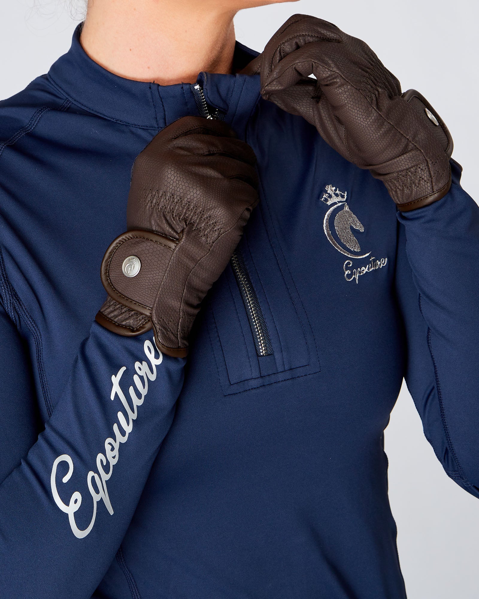 EQUESTRIAN HORSE RIDING GRIP GLOVES SLIM FIT - BROWN