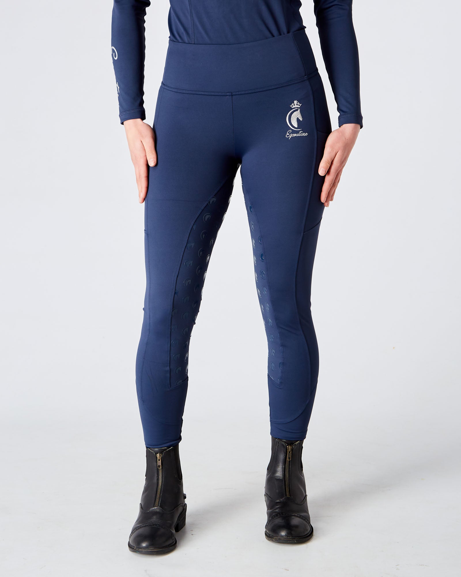 Navy Horse Riding Tights / Leggings with phone pockets  - NAVY