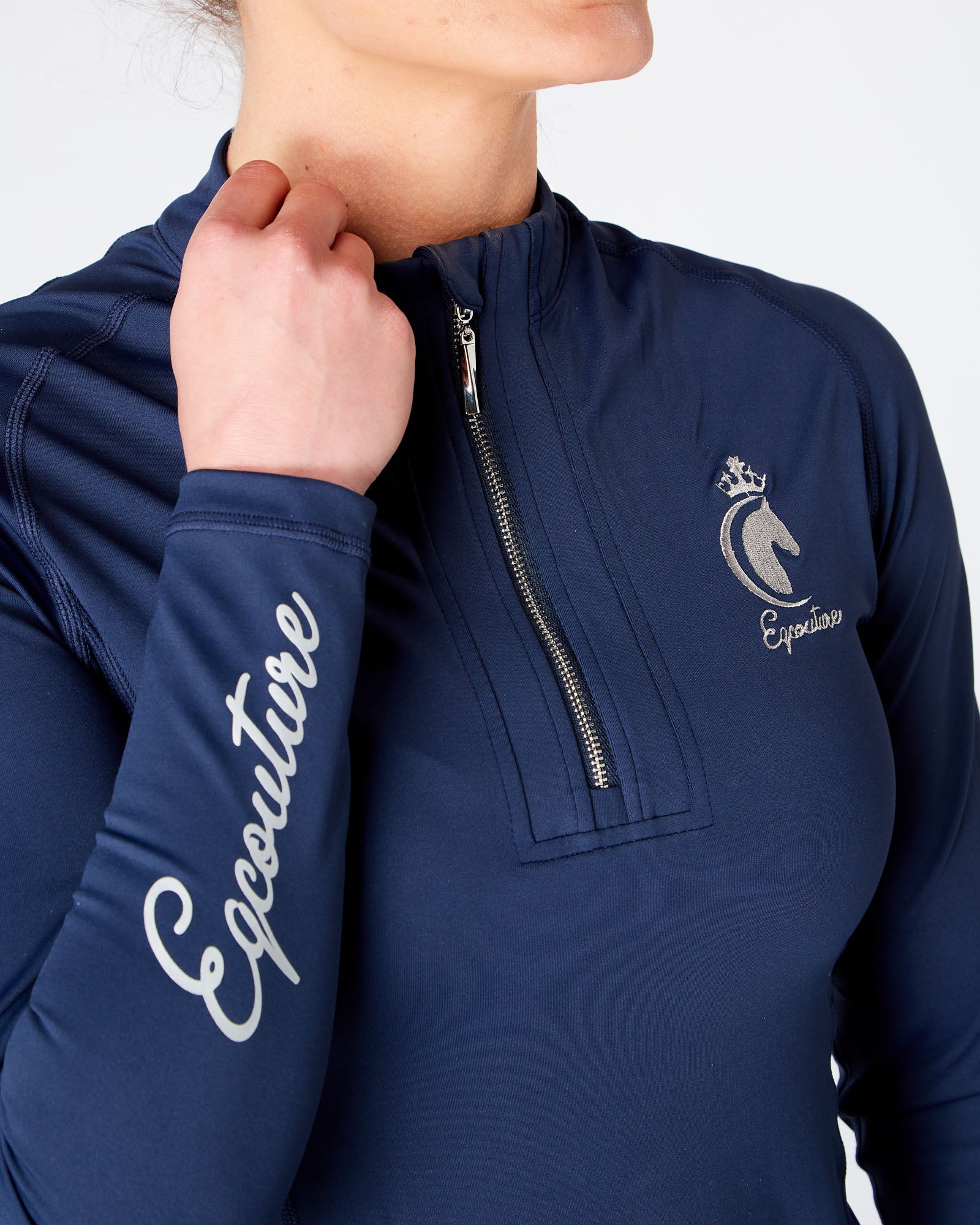 Womens Equestrian long sleeve NAVY riding top / base layer / sports horse riding top- Eqcouture.