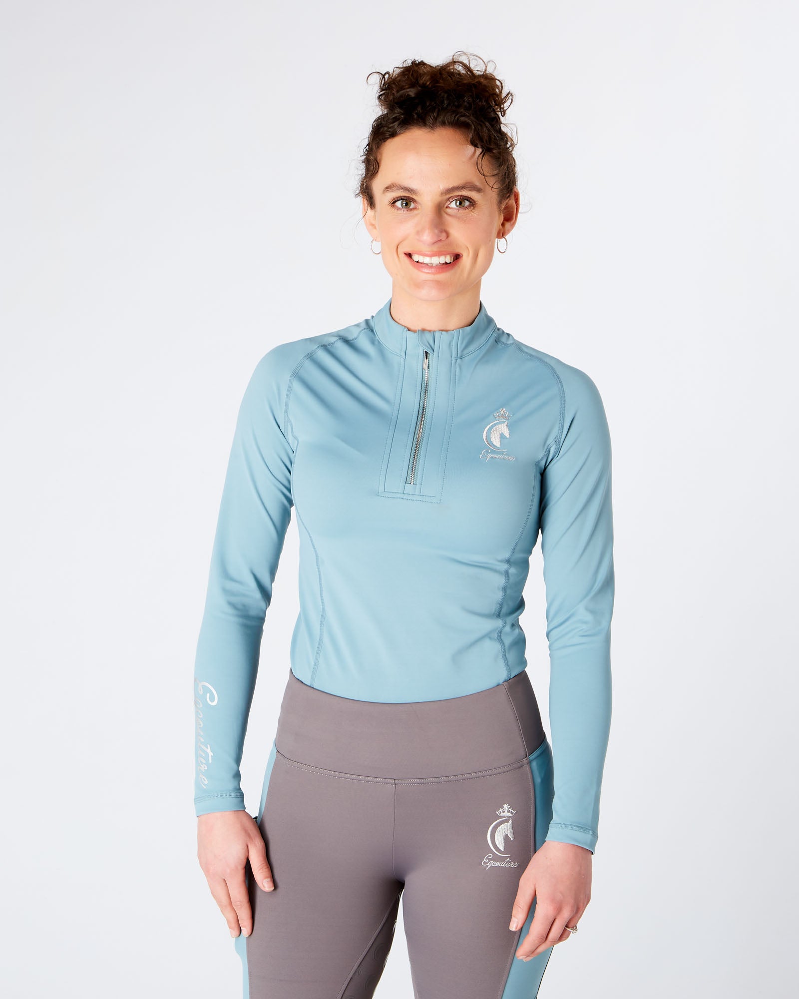 Womens Equestrian long sleeve BLUE riding top / base layer / sports horse riding top- Eqcouture.
