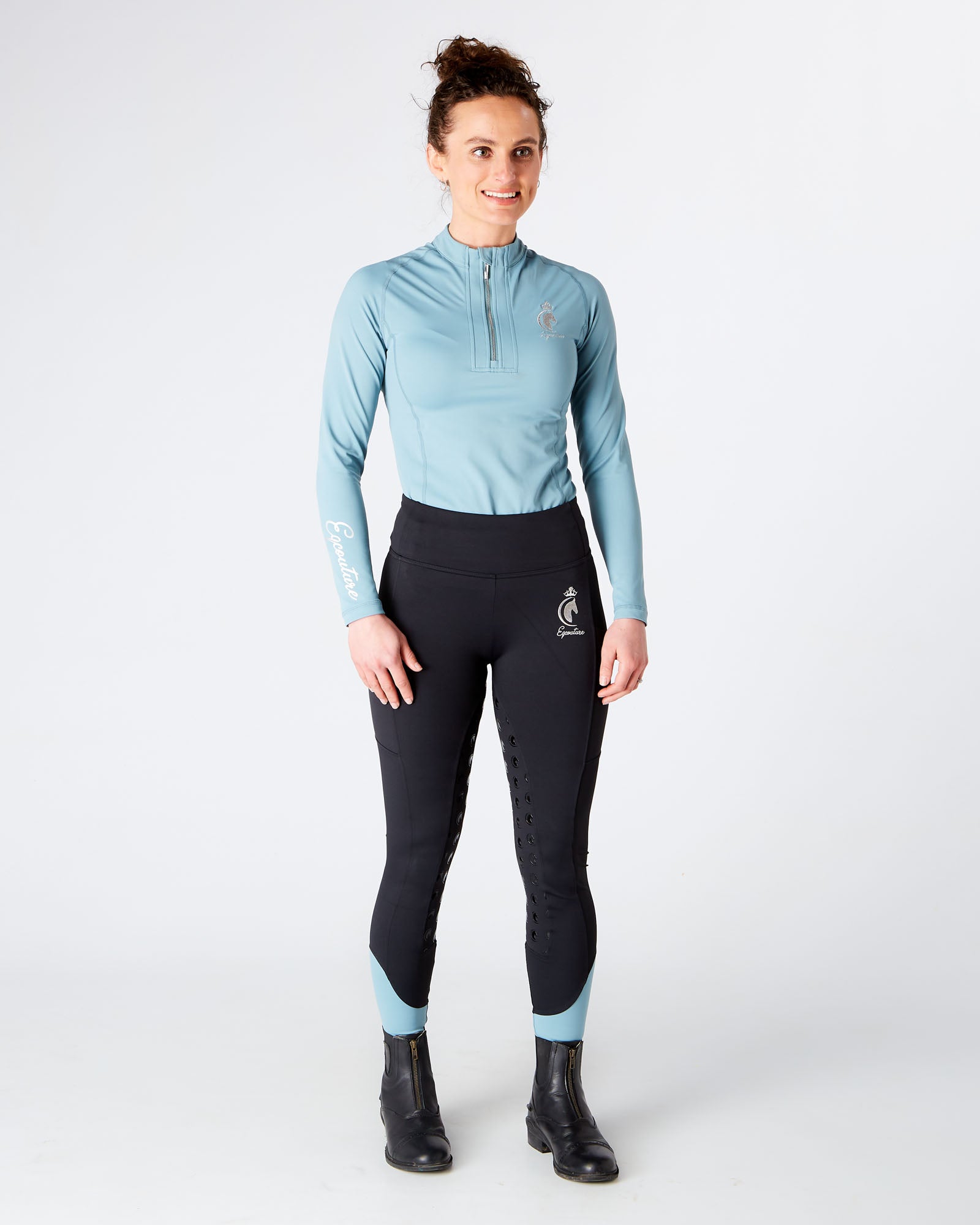 Womens Equestrian long sleeve BLUE riding top / base layer / sports horse riding top- Eqcouture.