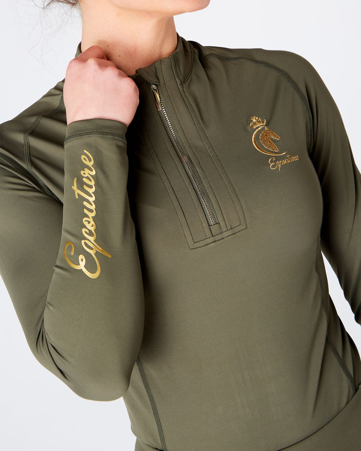 Equestrian long sleeve green riding top / base layer / sports horse riding top- Eqcouture.