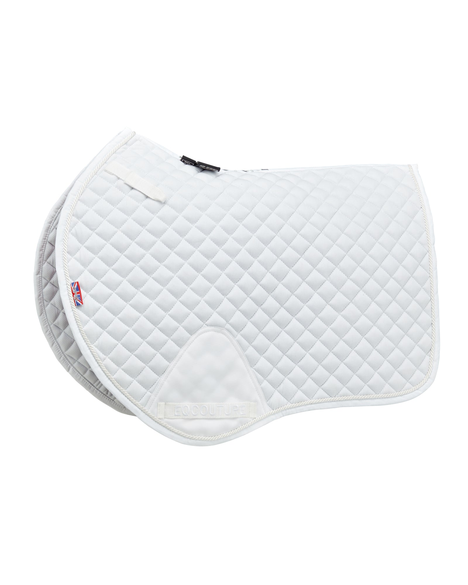 Equestrian white competition quilted jumping saddle pad/numnahs.