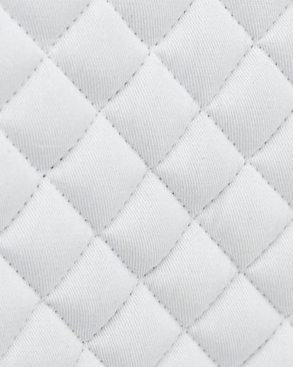 Equestrian white competition quilted jumping saddle pad/numnahs.