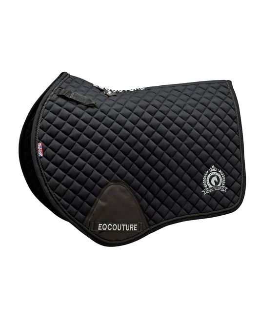 Equestrian black quilted jumping saddle pad/numnahs.