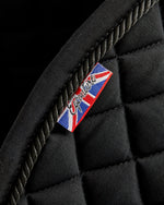 Load image into Gallery viewer, Equestrian black quilted jumping saddle pad/numnahs.
