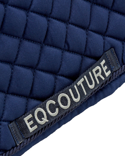 Equestrian navy quilted cotton dressage saddle pad/numnahs